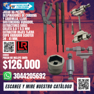 Kit de Herramientas para Scooter y Moto 6 Piezas con Llave Variador - Combo 18