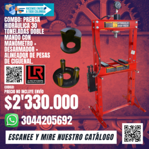 Prensa Hidráulica 30 Toneladas Doble Mando + Desarmador y Alineador - Combo 19