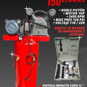 Compresor de Aire 150 Libras con Pistola de Impacto – Combo 7